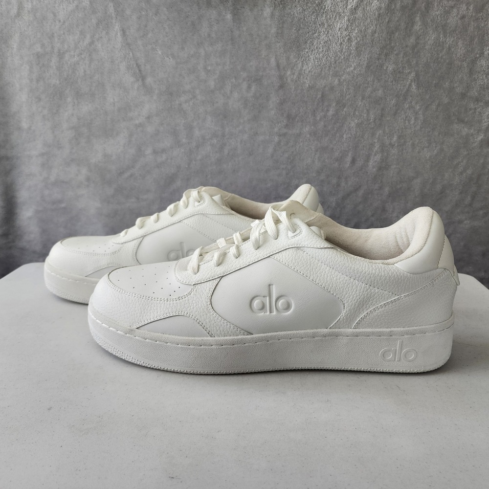 Alo Yoga Recovery Mode Sneakers Mens Size 16 White Vegan Leather Low Top A0685U